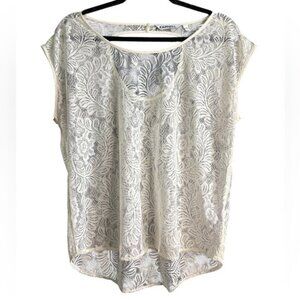 Express Cream Lace Cap Sleeve Boxy Blouse